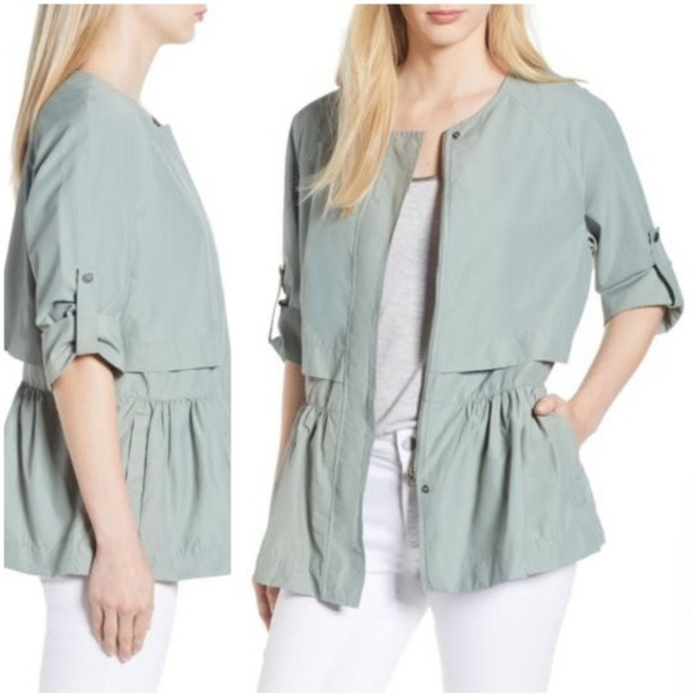 Caslon Nylon Peplum 3/4 sleeve coat